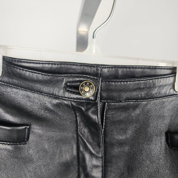 Vintage Boutique Of Leathers Black Leather Straight Leg Pants Size 29 - Picture 3 of 10
